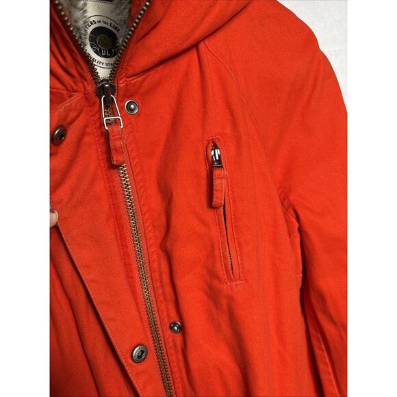 Women's Orange Barn Chore Jacket Faux Fur Hood Size M Fall Outerwear Outfit EUC - Picture 12 of 15